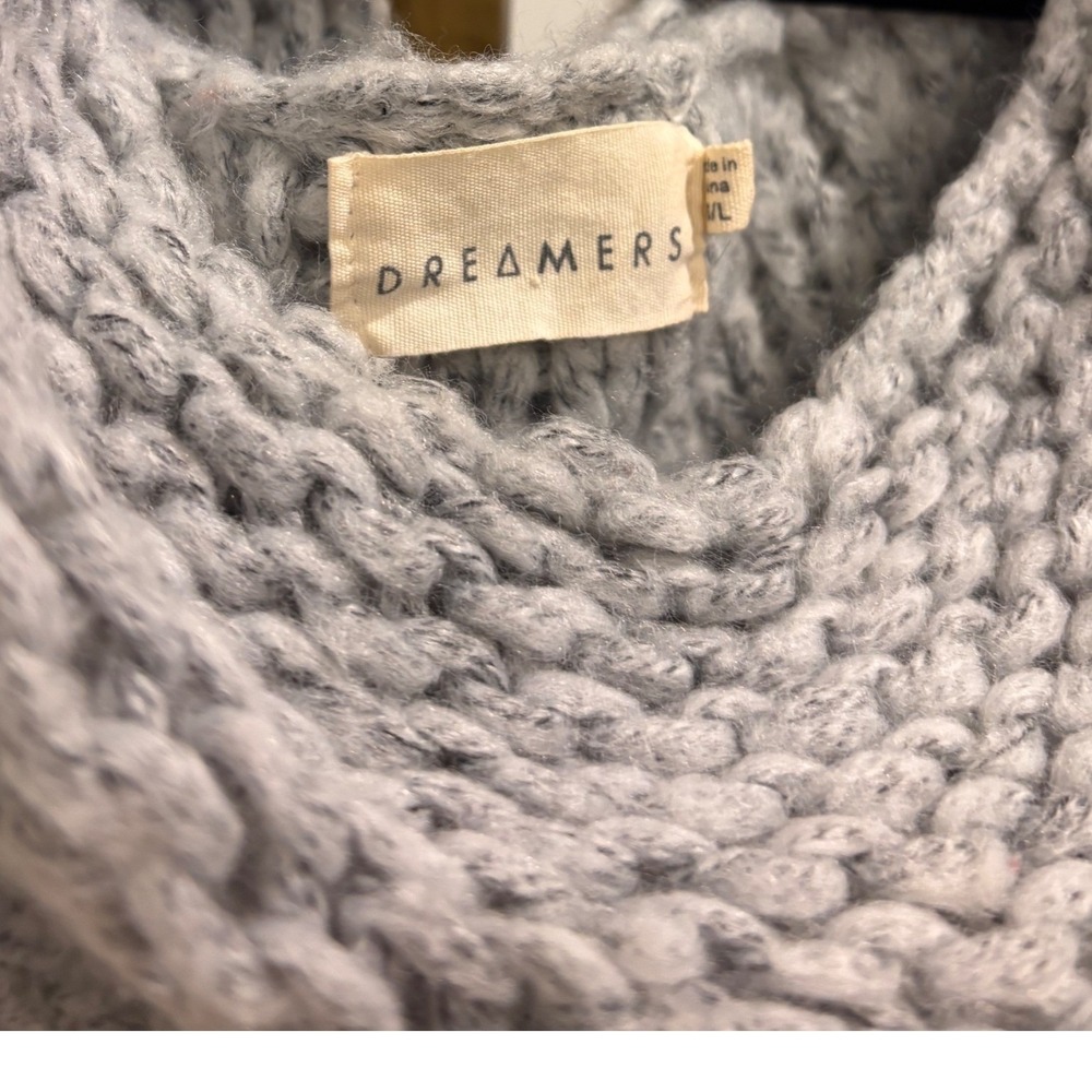 Dreamers by Debut Grey Cowl Neck Chunky Knit Oversized Sweater Womens M/L - Picture 2 of 2